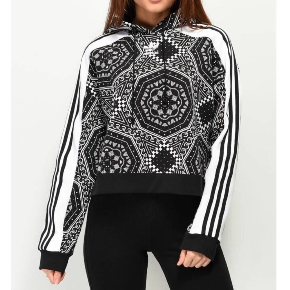 Adidas Cropped Kaleidoscope Hoodie Large Bandana Print - Picture 5 of 5
